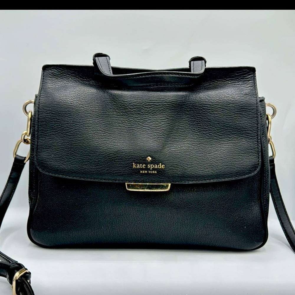 Kate Spade NY Rea Robinson Lane Black Leather Satchel Bag EUC!
